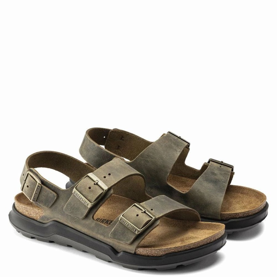 * Birkenstock Men'S Milano Ct Oiled Leather In Faded Khaki Best