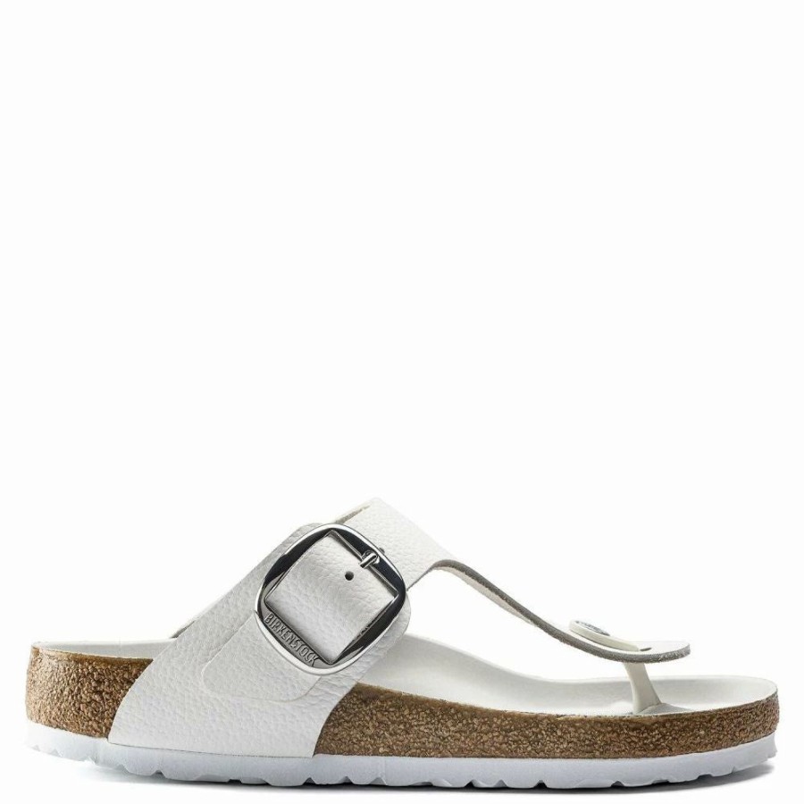 * Birkenstock Women'S Big Buckle Gizeh Leather In White Best