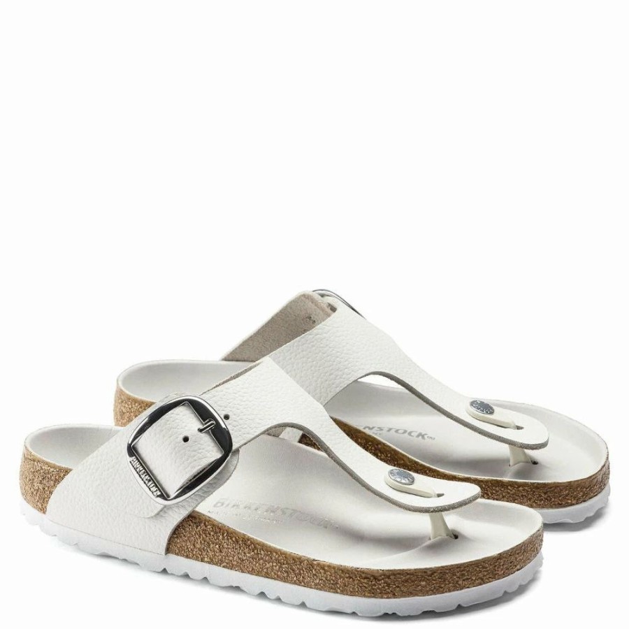 * Birkenstock Women'S Big Buckle Gizeh Leather In White Best