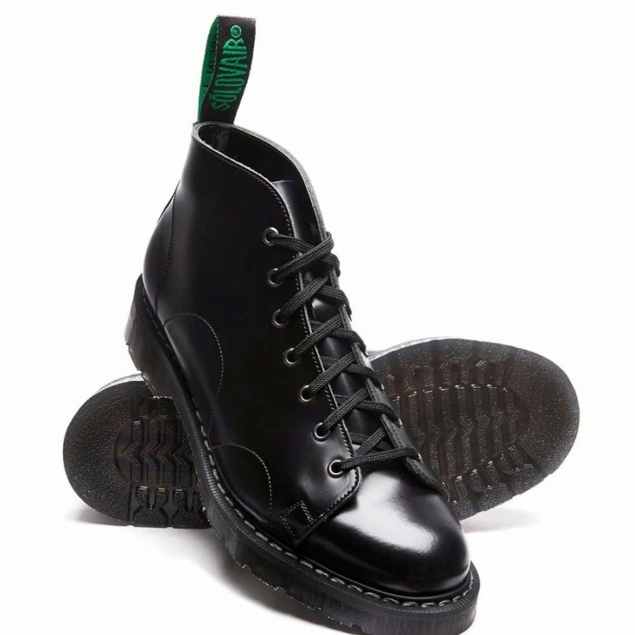 * Solovair Monkey Boot In Black Hi-Shine New