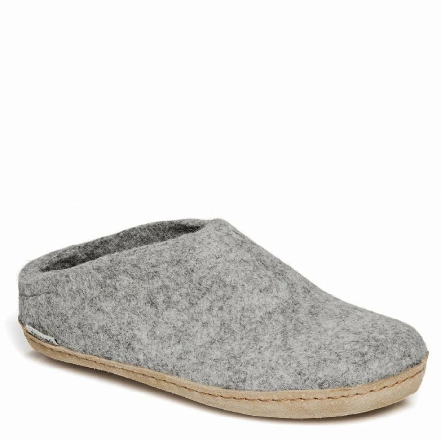 * Glerups Open Heel Leather Sole In Grey Best