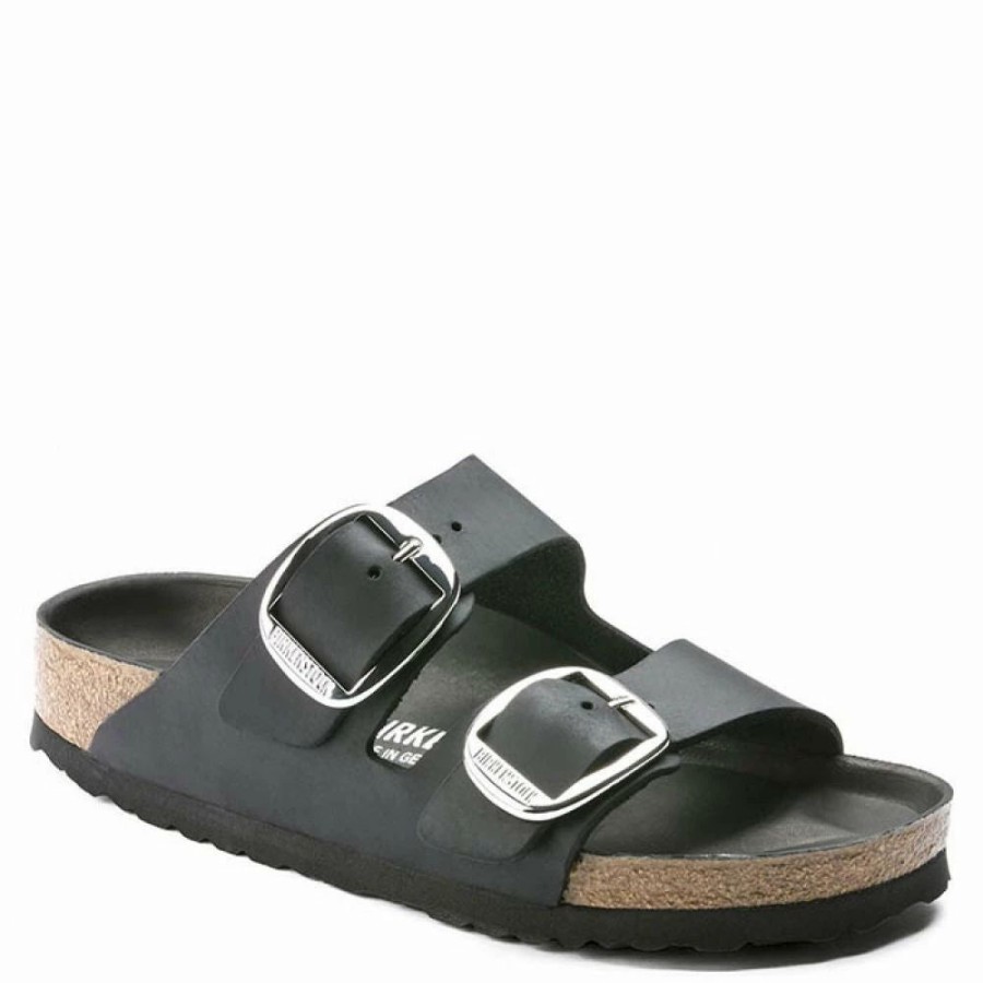 * Birkenstock Women'S Arizona Big Buckle Oiled Leather In Black (Narrow Width) Clearance