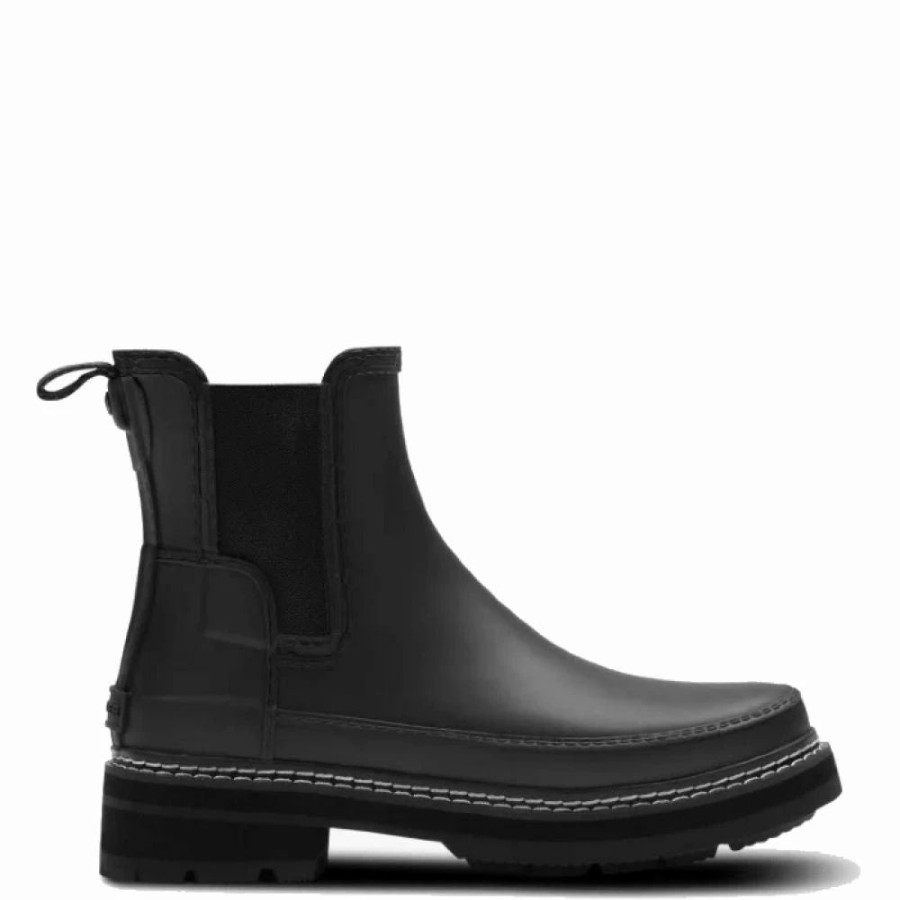 * Hunter Women'S Refined Stitch Detail Chelsea Boots In Black New