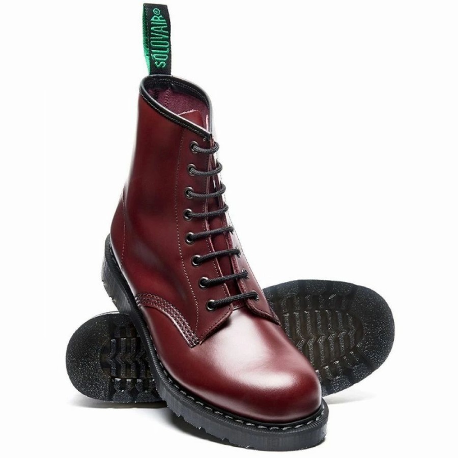 * Solovair 8 Eye Derby Boot In Oxblood Hi-Shine Wholesale