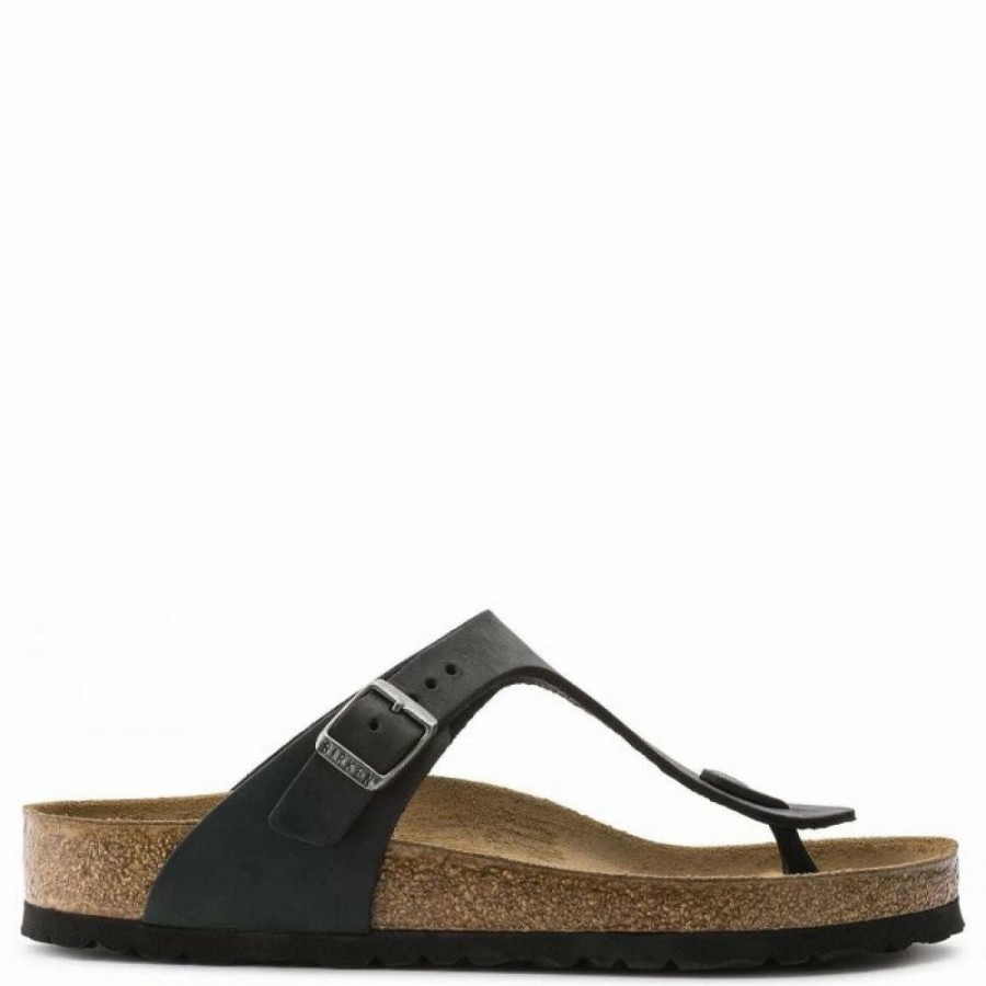 * Birkenstock Women'S Gizeh Oiled Leather In Black Wholesale