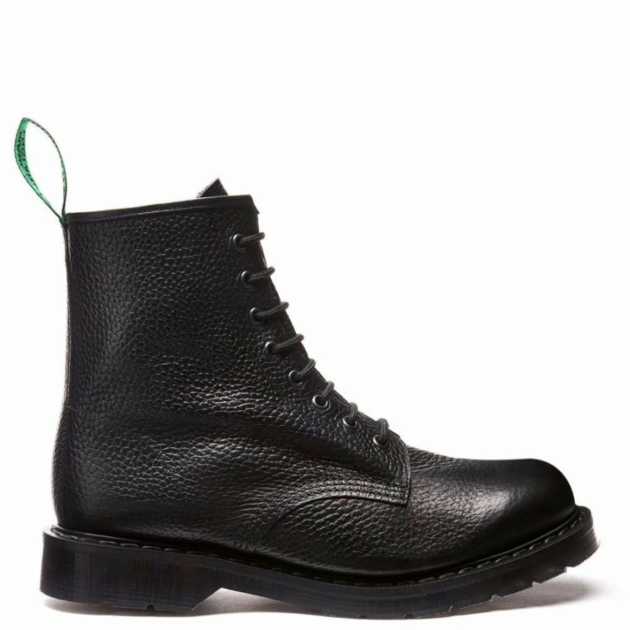 * Solovair 8 Eye Derby Boot In Black Grain Clearance