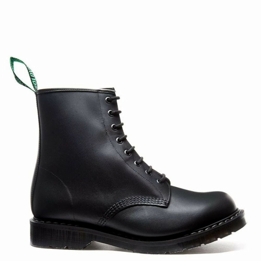 * Solovair 8 Eye Derby Boot In Black Greasy Best