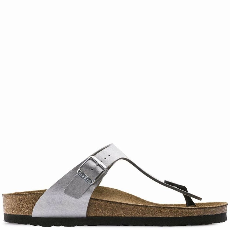 * Birkenstock Gizeh Birko-Flor In Silver New