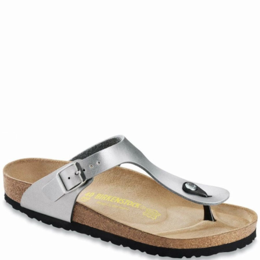 * Birkenstock Gizeh Birko-Flor In Silver New